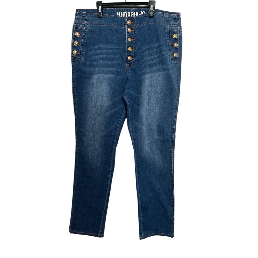 HYDRAULIC Women's 14 Murray High Rise Straight Leg Denim Jeans Blue